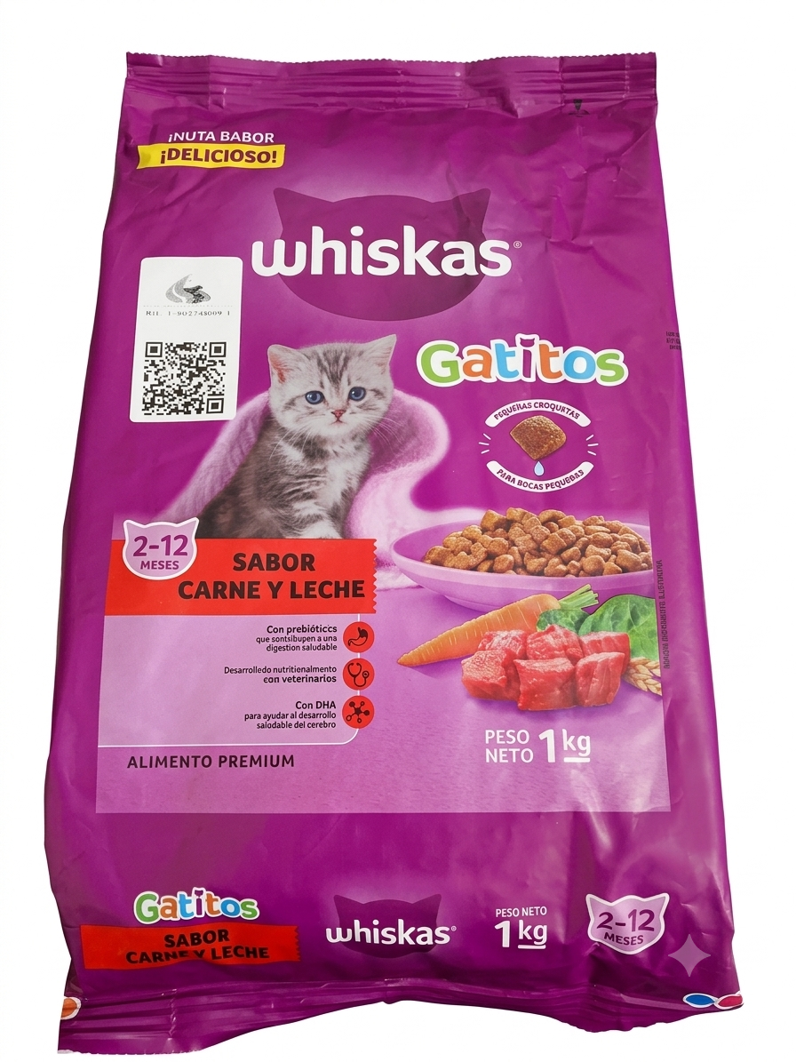 Whiskas Gatitos 1Kg Sabor a Carne y Leche