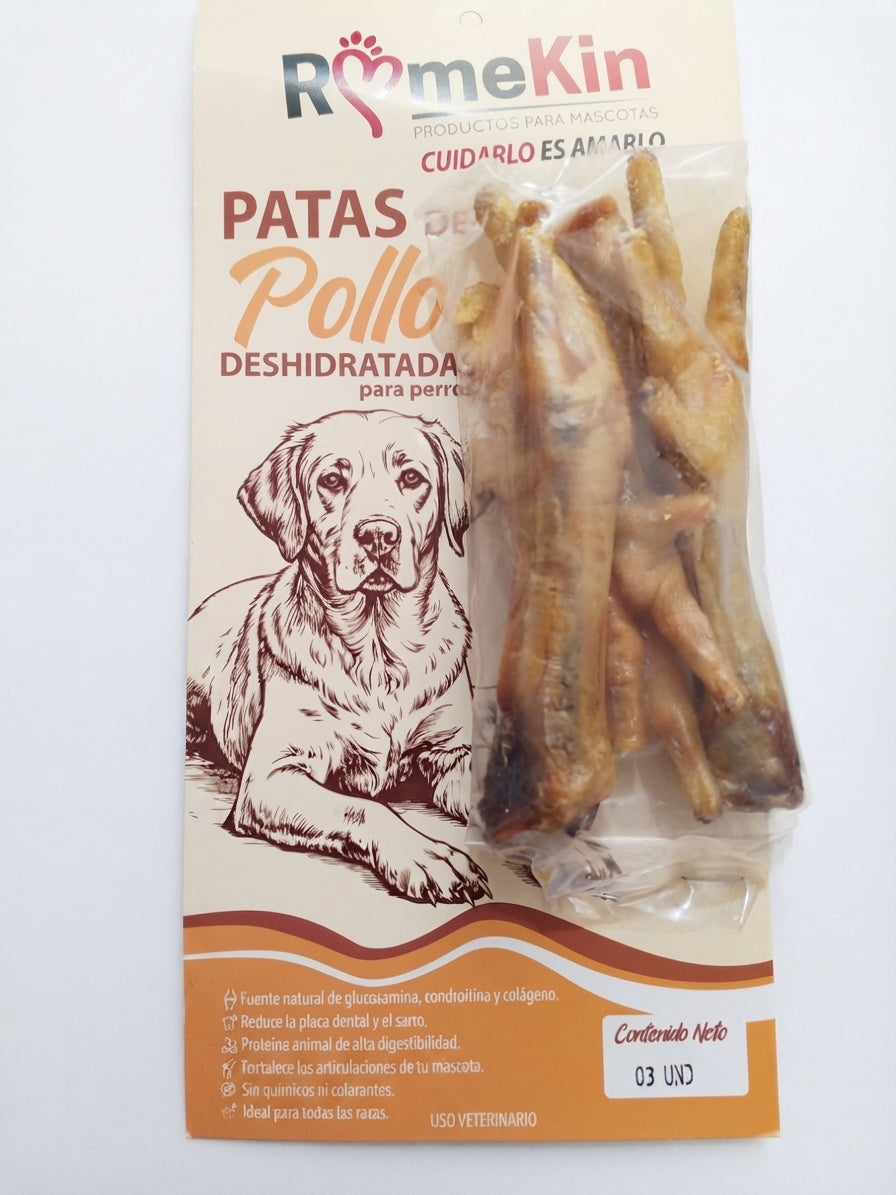 SNACK PATAS DE POLLO DESHIDRATADAS PARA PERROS ROMEKIN