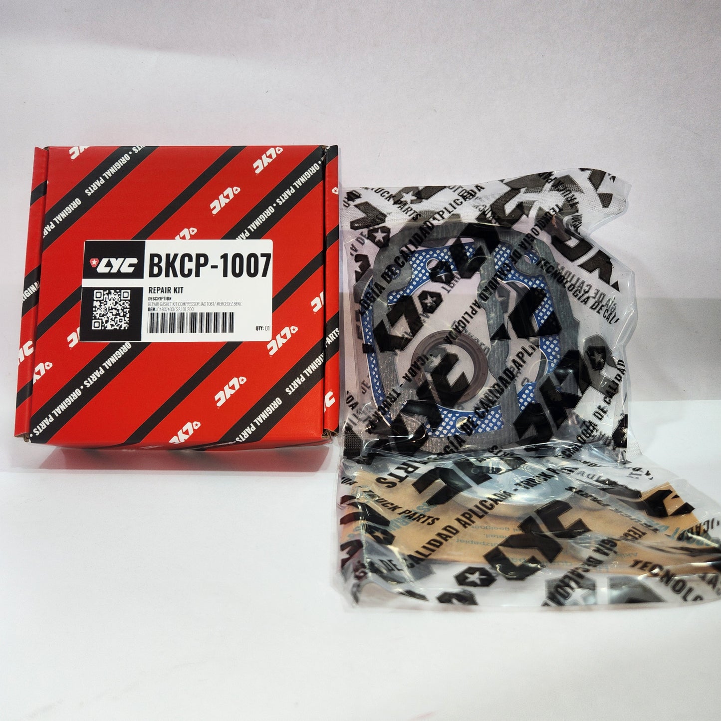 BKCP-1007 KIT EMPACADURA COMPRESOR AIRE LYC CUMMINS 4BT/ JAC HFC 1061/ MERCEDEZ BENZ - LYC