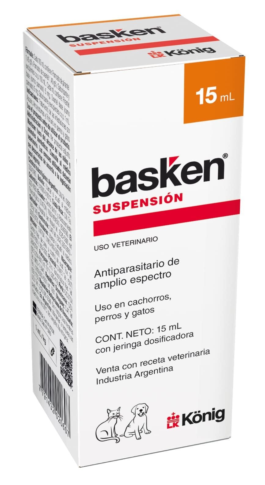 Basken 15 ml Desparasitante Canino y Felinos Suspensión Oral