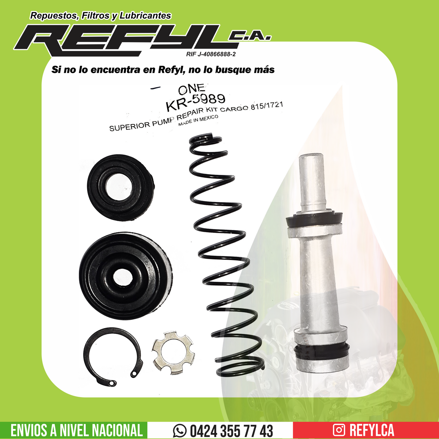 KR-5989 KIT REPACION Y GUARDAPOLVO BOMBA DE CROCHE FORD CARGO 815/1721 H751B