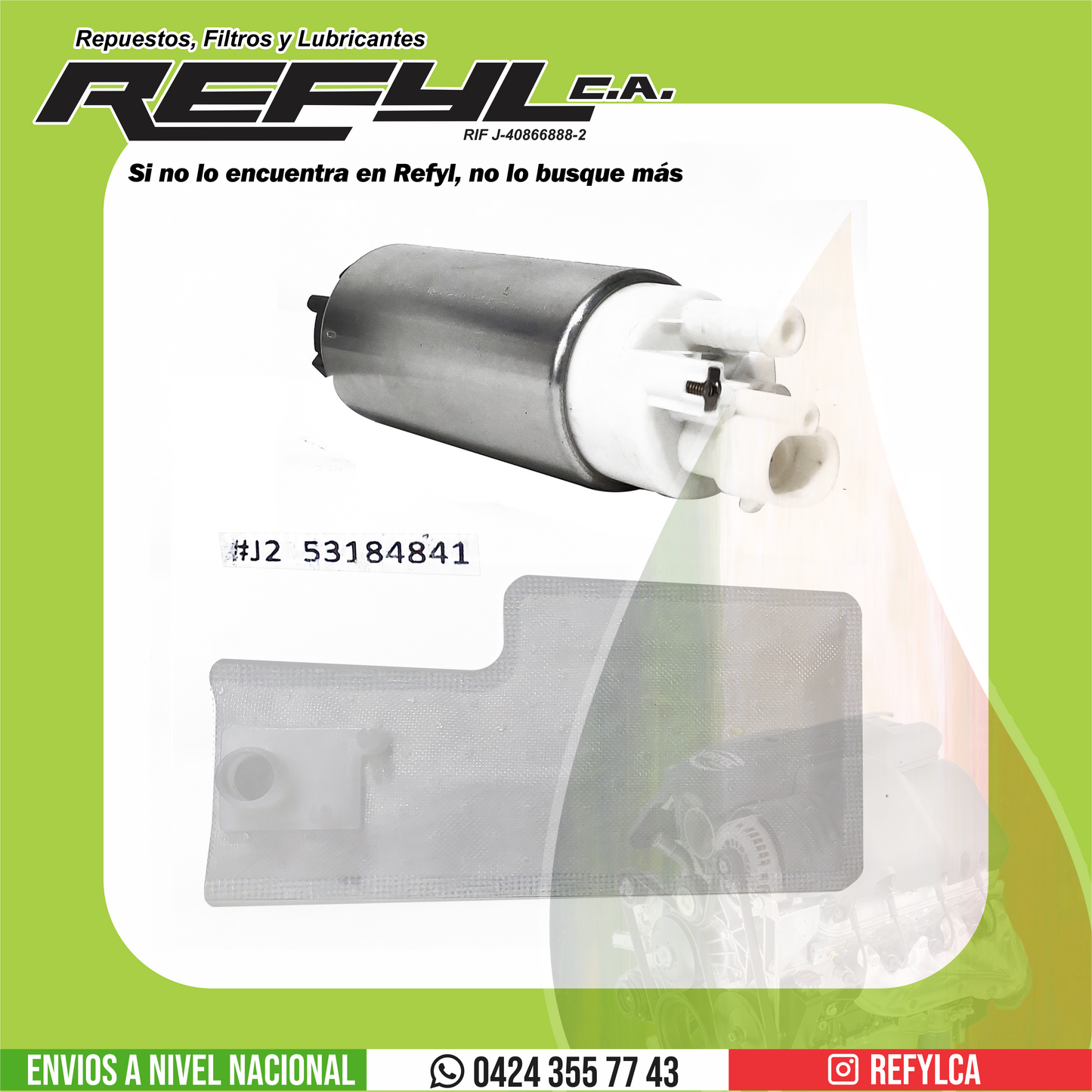 53184841 BOMBA DE GASOLINA INTERNA CHEVROLET SILVERADO 3500 HD MOTOR 6.2 L REY CAMION