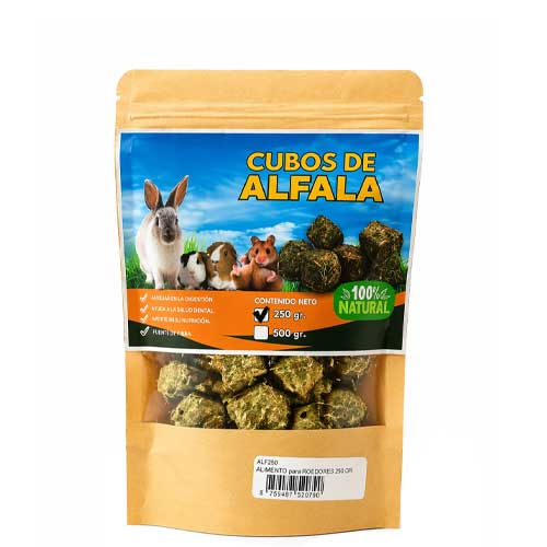 ALFALFA EN CUBOS, ALIMENTO PARA ROEDORES 250grs $