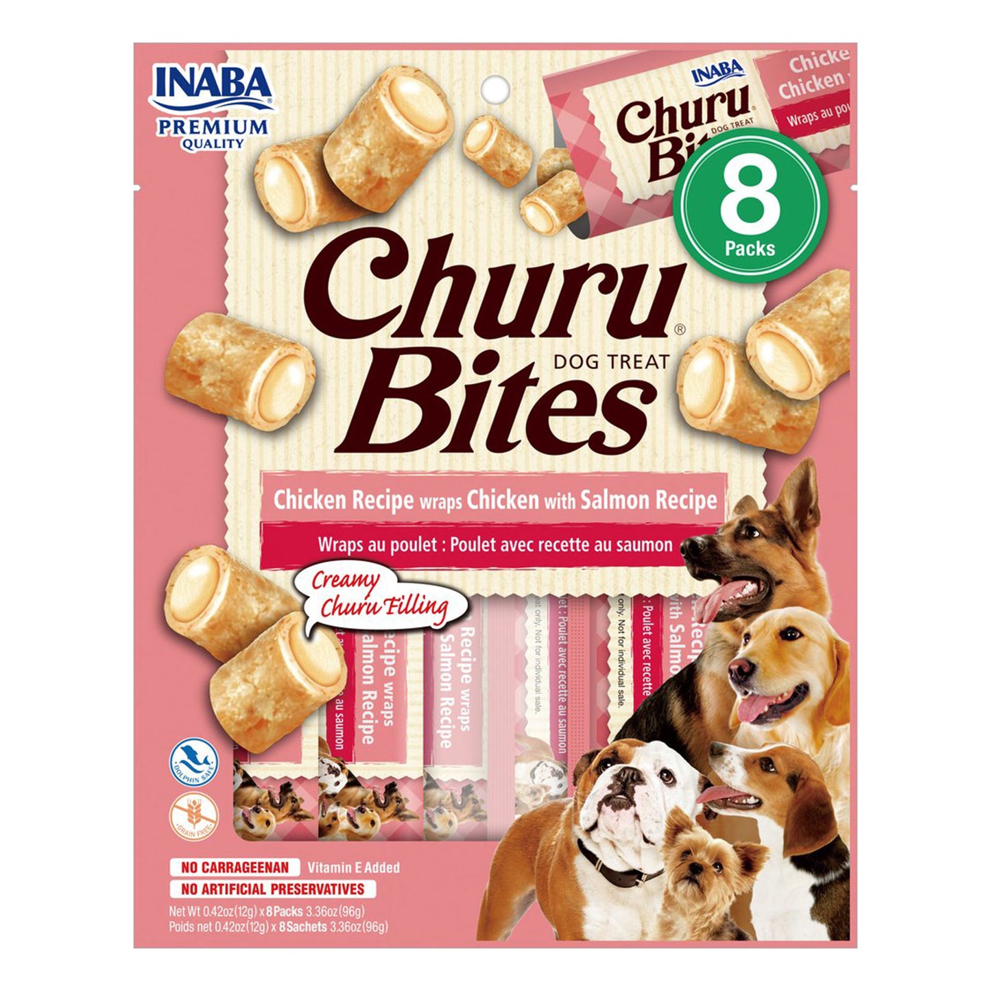CHURU BITES FOR DOG$ CHICKEN WITH SALMON 8 PACKS 96g