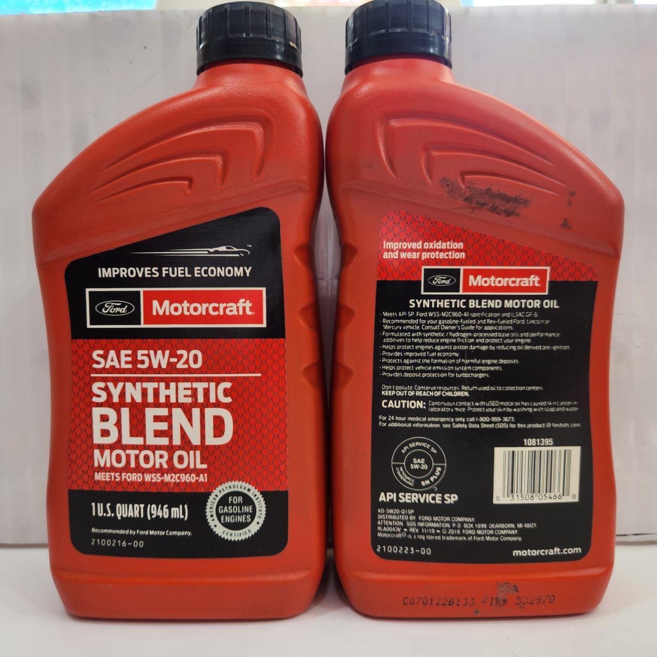 MOTORCRAFT SAE 5W-20 LUBRICANTE SYNTHETIC BLEND 946 ml