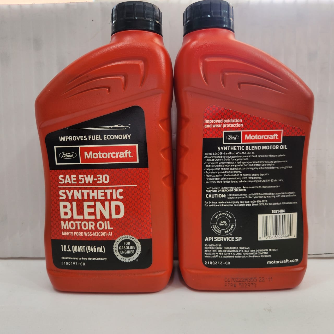 MOTORCRAFT SAE 5W-30 LUBRICANTE SYNTHETIC BLEND 946 ml