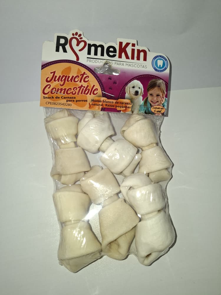 JUGUETE SNACK 6 HUESOS COMESTIBLES Romekin PARA PERROS RAZA PEQUEÑA
