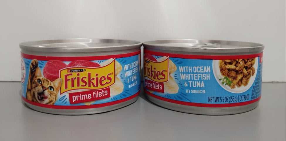 FRISKIES WITH OCEAN WHITEFISH & TUNA IN SAUCE 156g$ PRIME FILETS