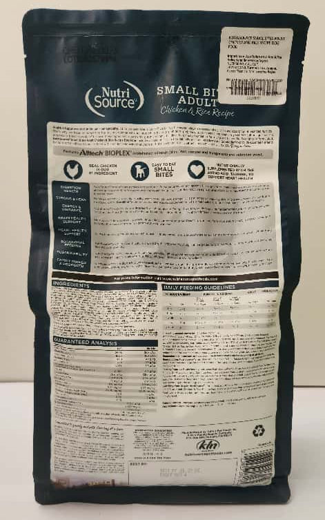 Small Bites Adult Chicken & Rice Recipe Perros Adultos Cont 1.8 kg
