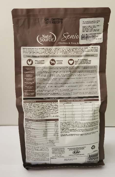 Nutri Source 1.8 kg Senior Chicken & Rice Recipe Perros de 7 Años o Mas