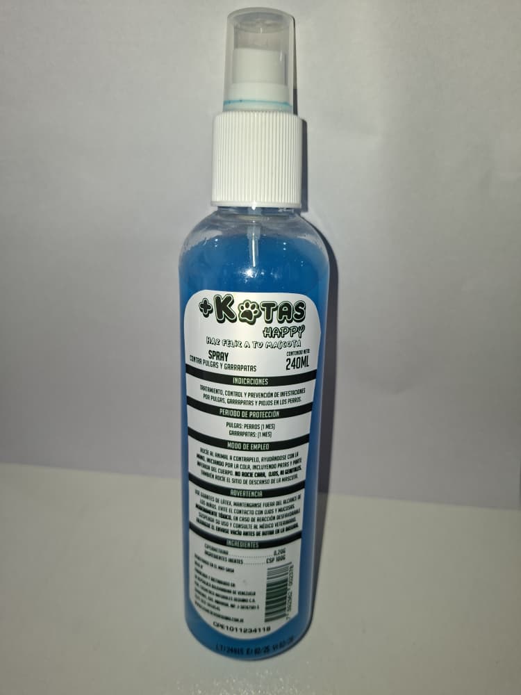 SPRAY SOLUCION TOPICA +KOTAS CONTRA PULGAS Y GARRAPATAS PARA PERROS CONT 240 ml