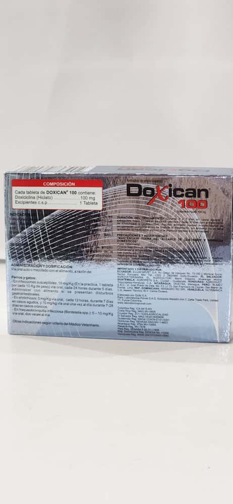 Doxican Doxiciclina 100 Mg Antibiotico 20 Tabletas