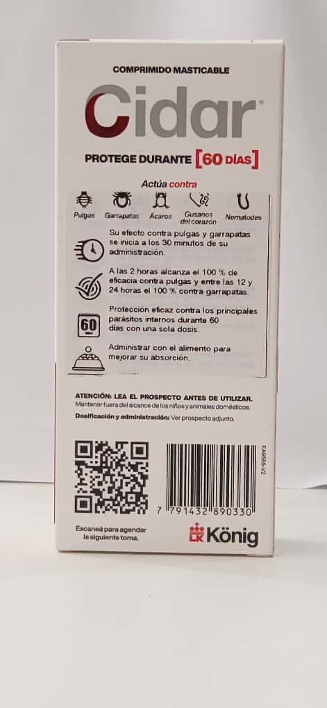 Cidar 25 A 50kg para Perros Cont 1 Comprimido Masticables