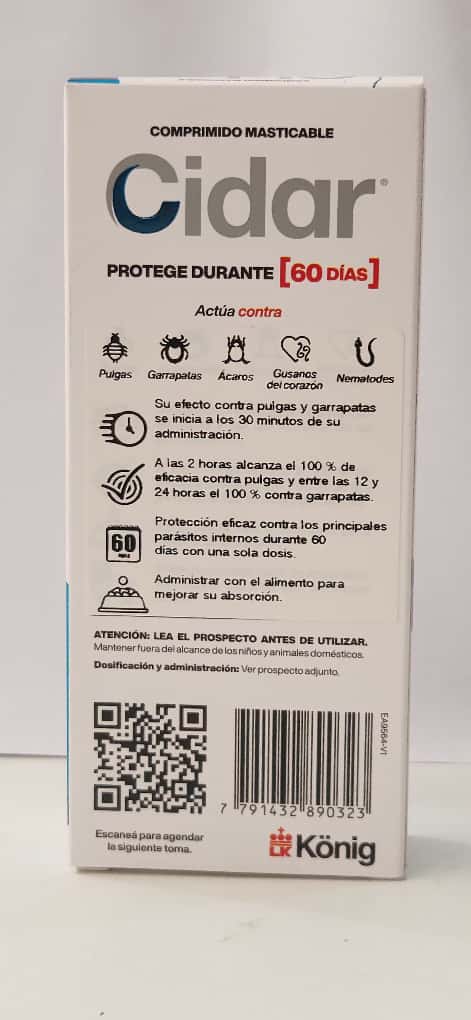 Cidar 12,1 A 25kg para Perros Cont 1 Comprimido Masticable