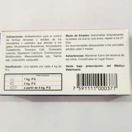 Despasitante Cat Tab Plus Gatos Vía Oral 2 Tab