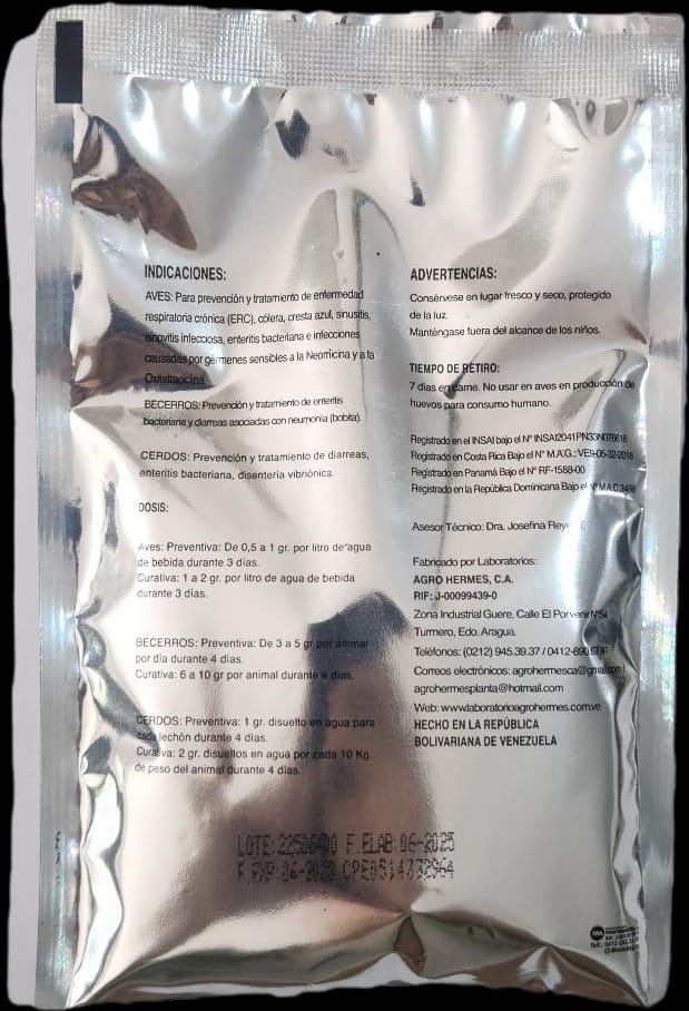 Antibiótico y Vitaminas Hermaticina en Polvo Cont 100 gr