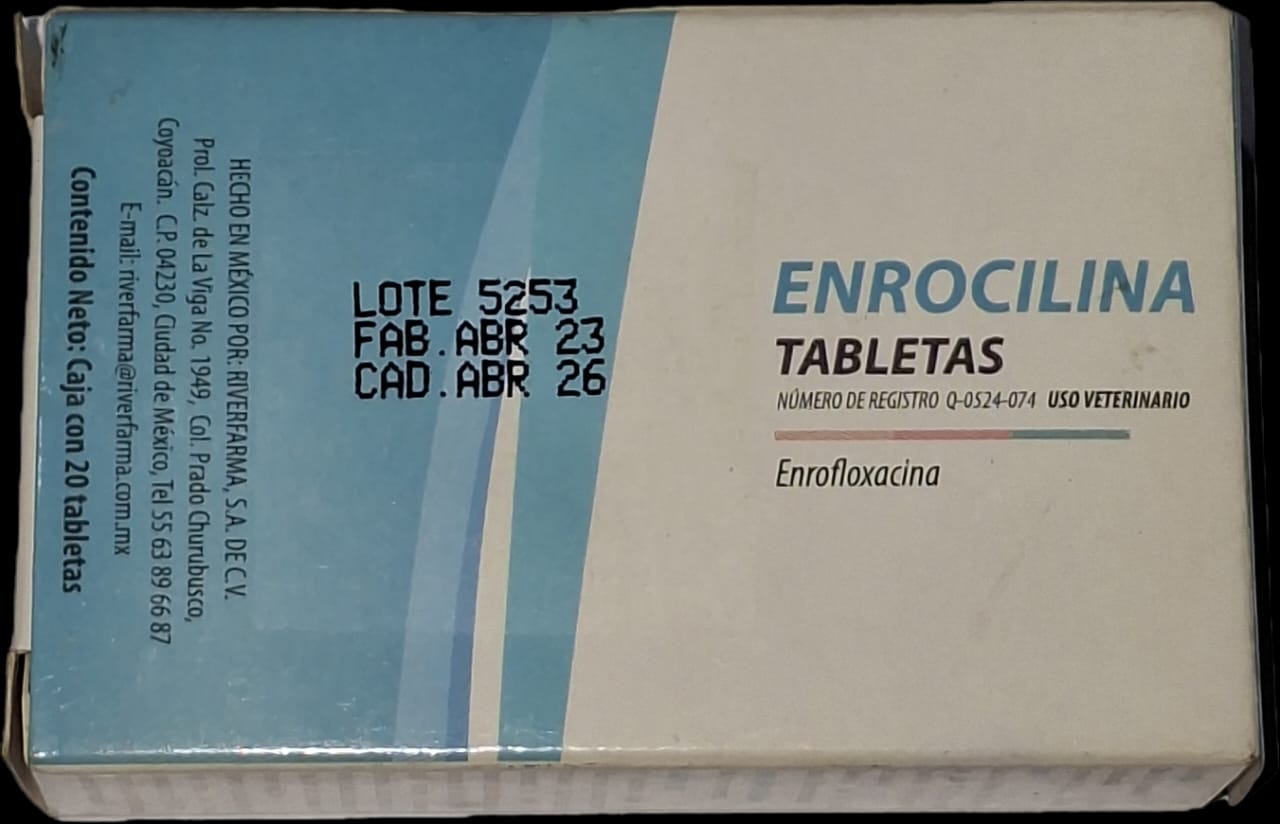 Antibiótico Enrocilina para Perros en Tabletas Cont Caja con 20 Tabletas