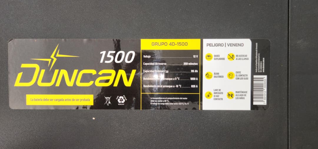 Duncan 1500 Grupo 4D-1500 BATERIA 12 vdc