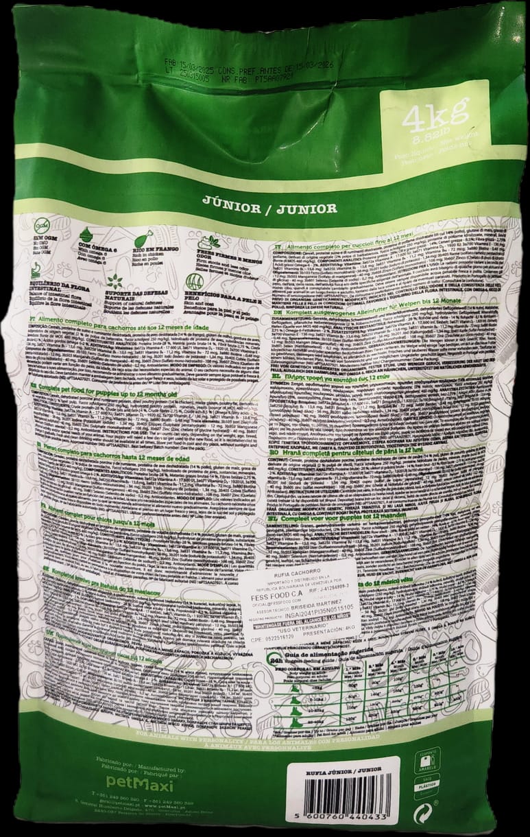 Rufia Alimento para Cachorros Sabor a Pollo Cont 4 kg