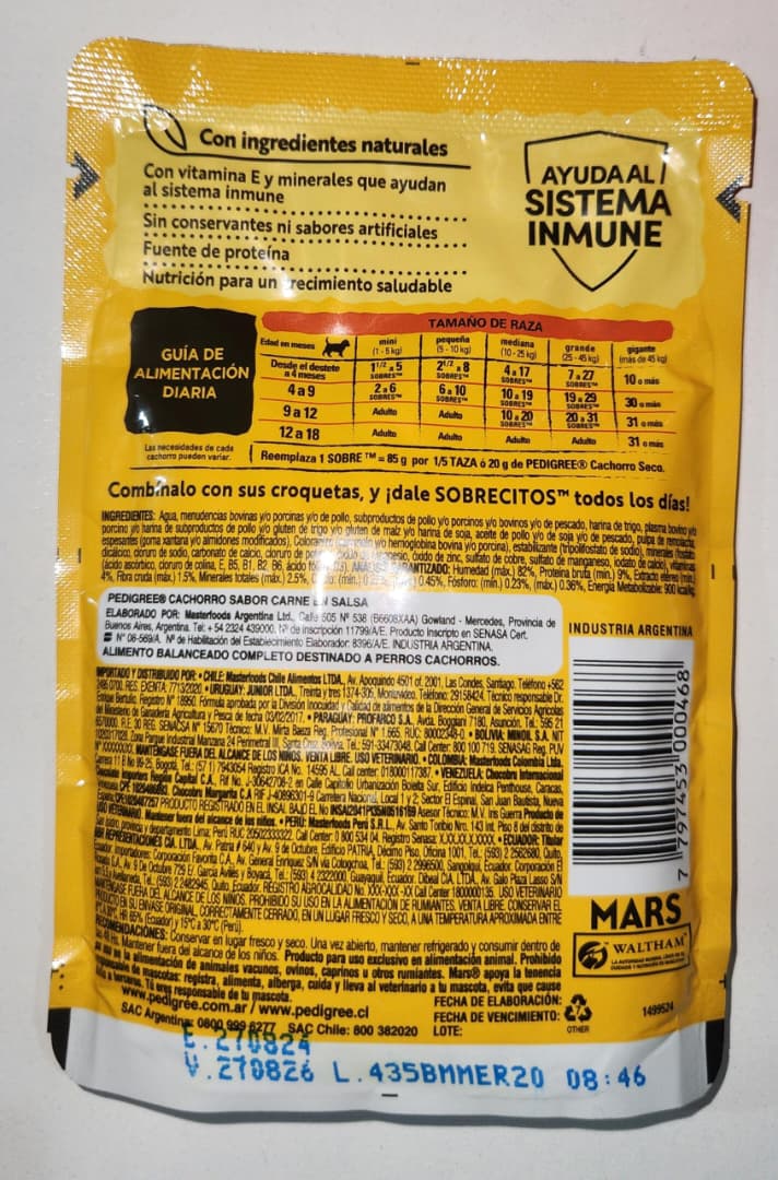 Pedigree HUMEDO 85 g CACHORRO CARNE EN SALSA