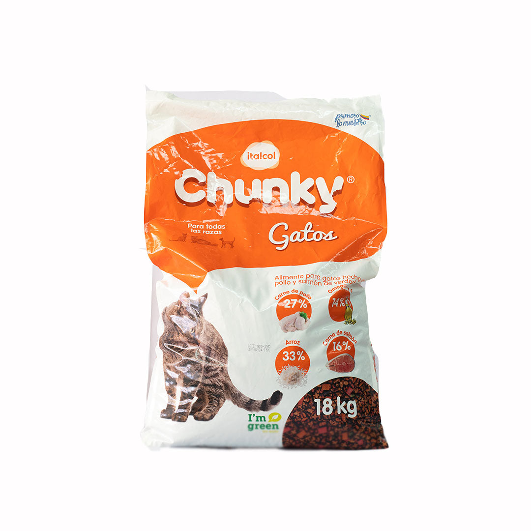 CHUNKY 18 Kg$, PARA GATOS ADULTOS, SABOR A POLLO Y SALMON