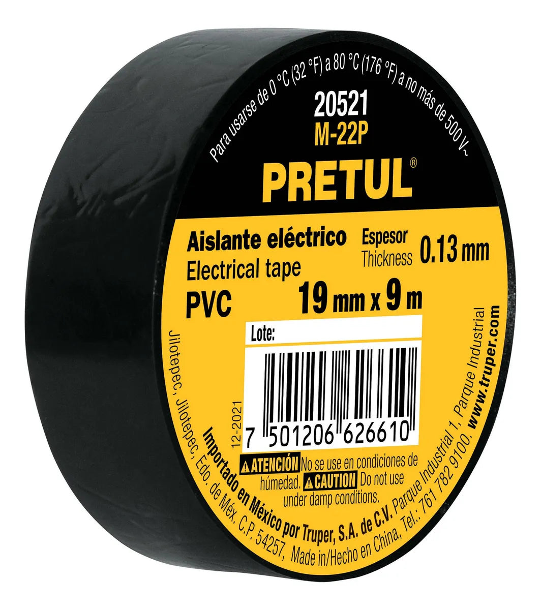 20521 TEIPE NEGRO 3/4X9M PRETUL M-22P