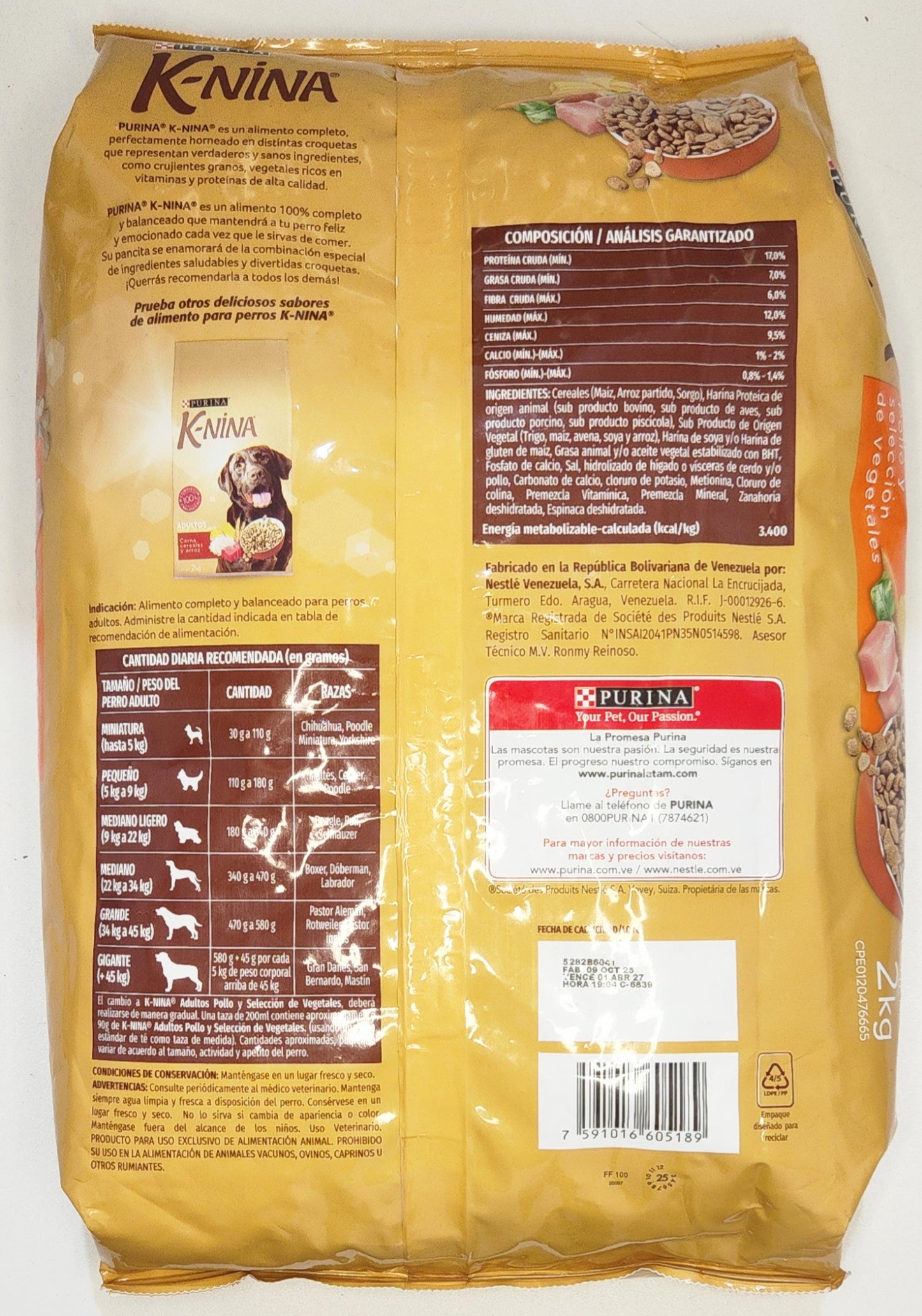 K-NINA 2 kg, POLLO Y SELECCIÓN DE VEGETALES, ADULTO, PURINA