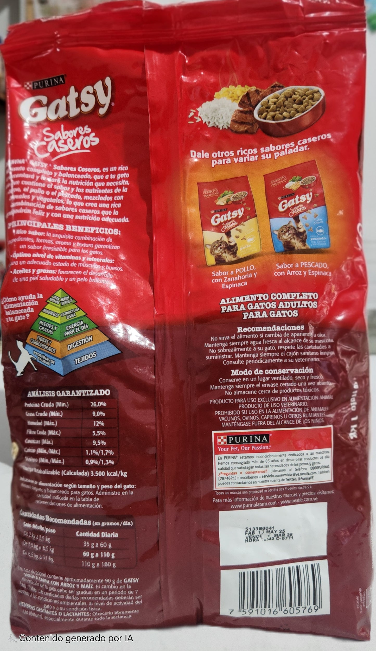 Gatsy 1 kg, CARNE ARROZ Y MAIZ, Purina