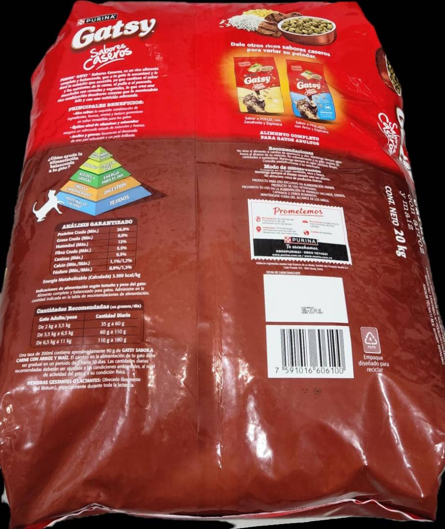 Gatsy 20 kg/GR, Carne Arroz y Maíz, Purina