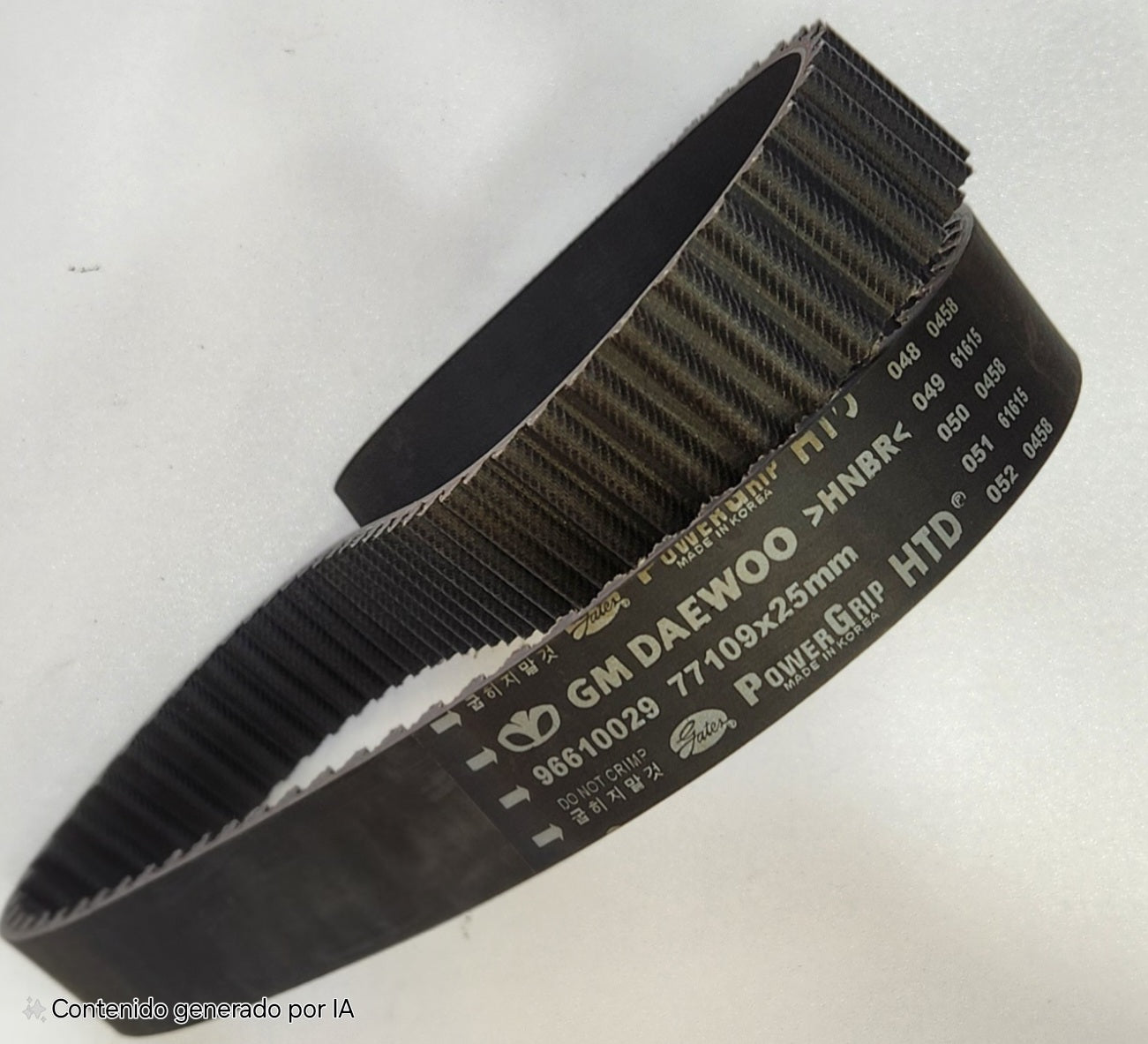 96610029 CORREA DE TIEMPO MITSUBHI LANCER 1.6LTS 02-14 / ZOTYE NOMADA 1.6LTS 07-12 CHEVROLET SPARK 1.0LTS /1.2LTS 03-09; 109 DIENTES Y 25 MM DE ANCHO