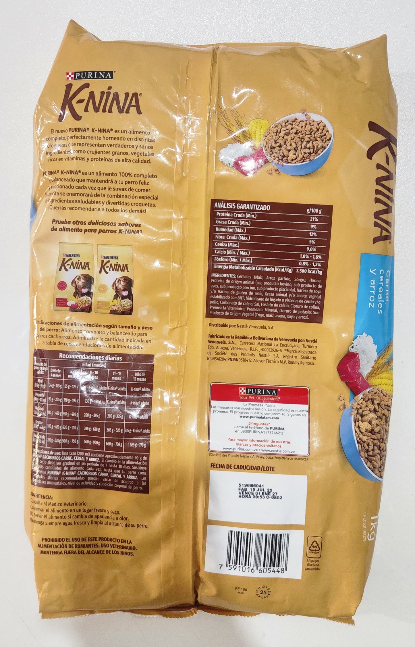 K-NINA 1 kg, CACHORRO, CARNE CEREALES Y ARROZ, PURINA