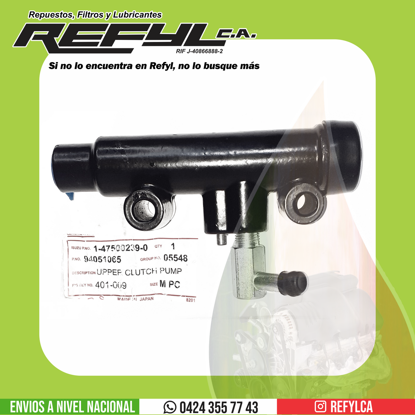 1-47500239-2 BOMBA DE CLUTCH SUPERIOR ISUZU GENUINE PARTS FVR FSR EXR 6HH1 6HE1