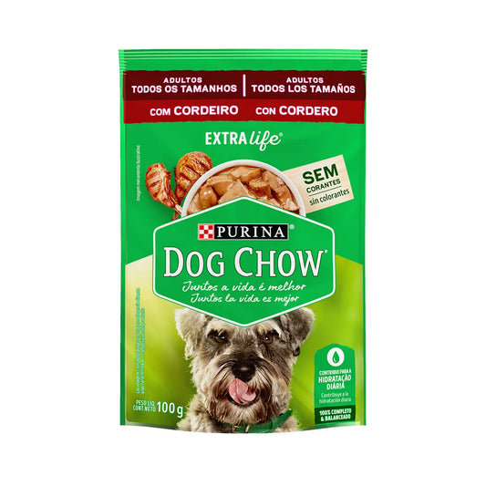 DOG CHOW 100 g, Húmedo Adultos Todos los Tamaños con Cordero, PURINA
