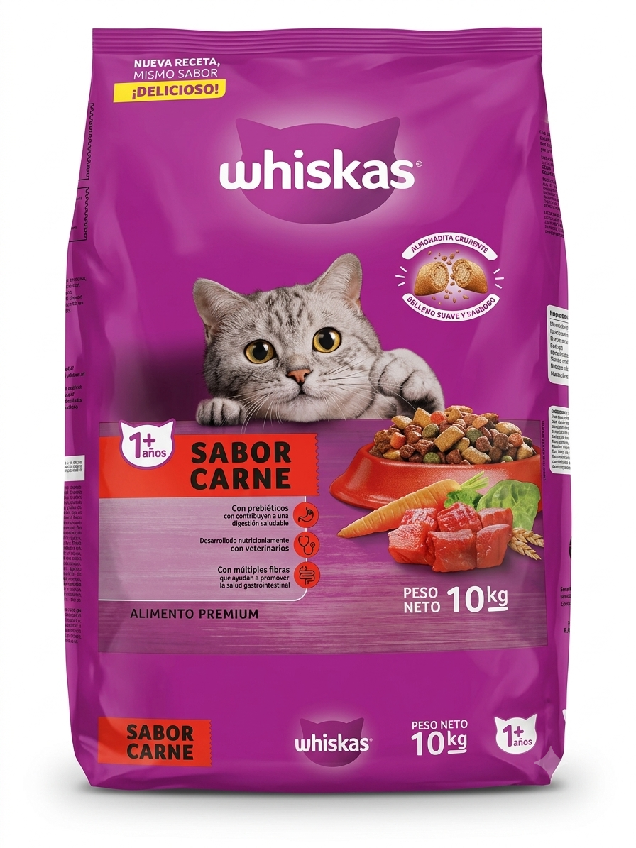 Whiskas 10 kg Gatos Adultos sabor a Carne