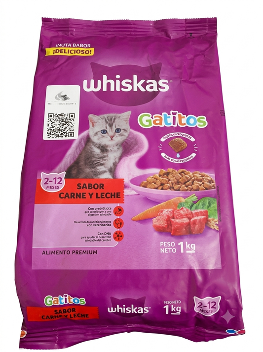 Whiskas Gatitos 1Kg Sabor a Carne y Leche