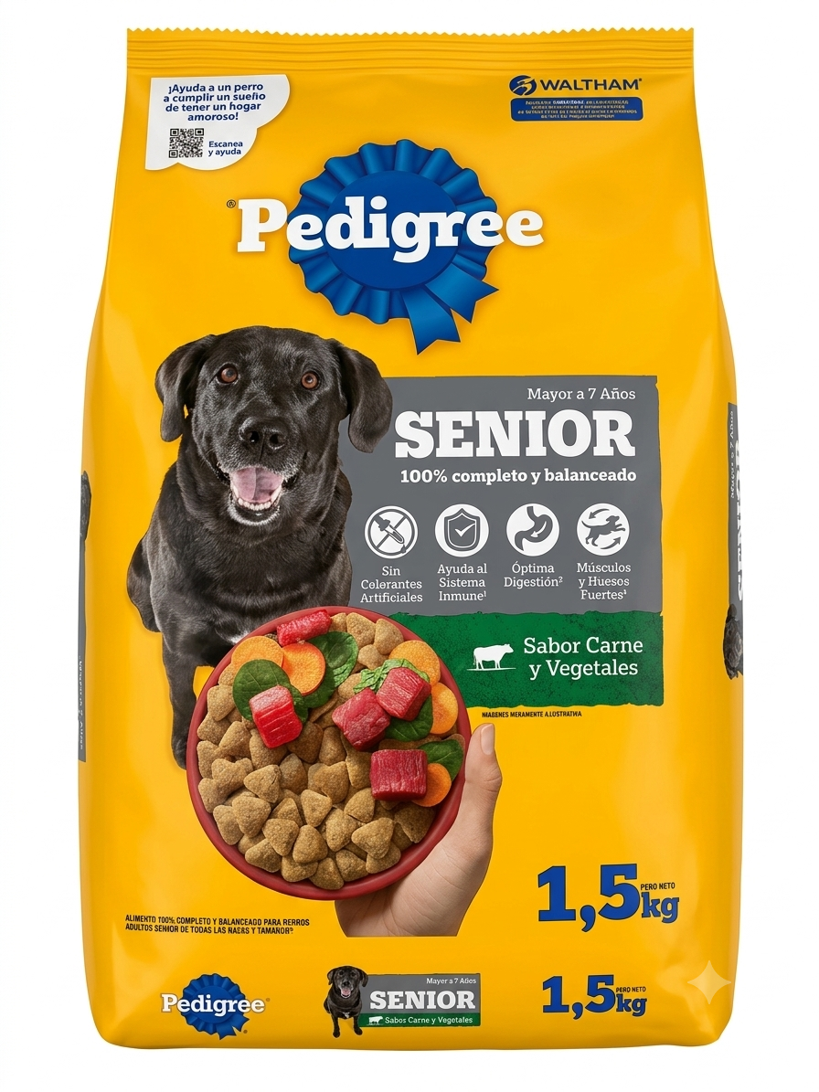 Pedigree Senior +7 años 1,5kg sabor a carne y vegetales