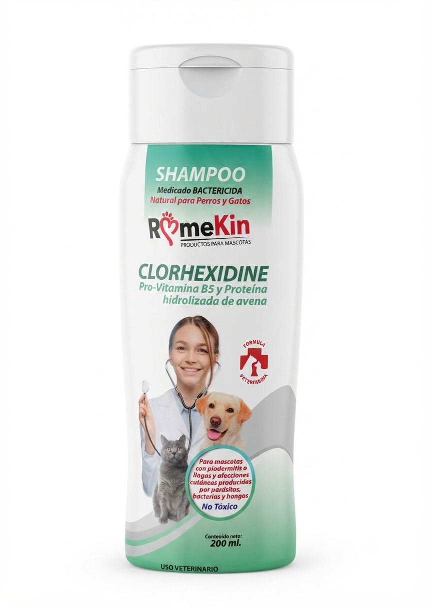 CHAMPU MEDICADO BACTERICIDA NATURAL PARA PERROS Y GATOS 200 ml