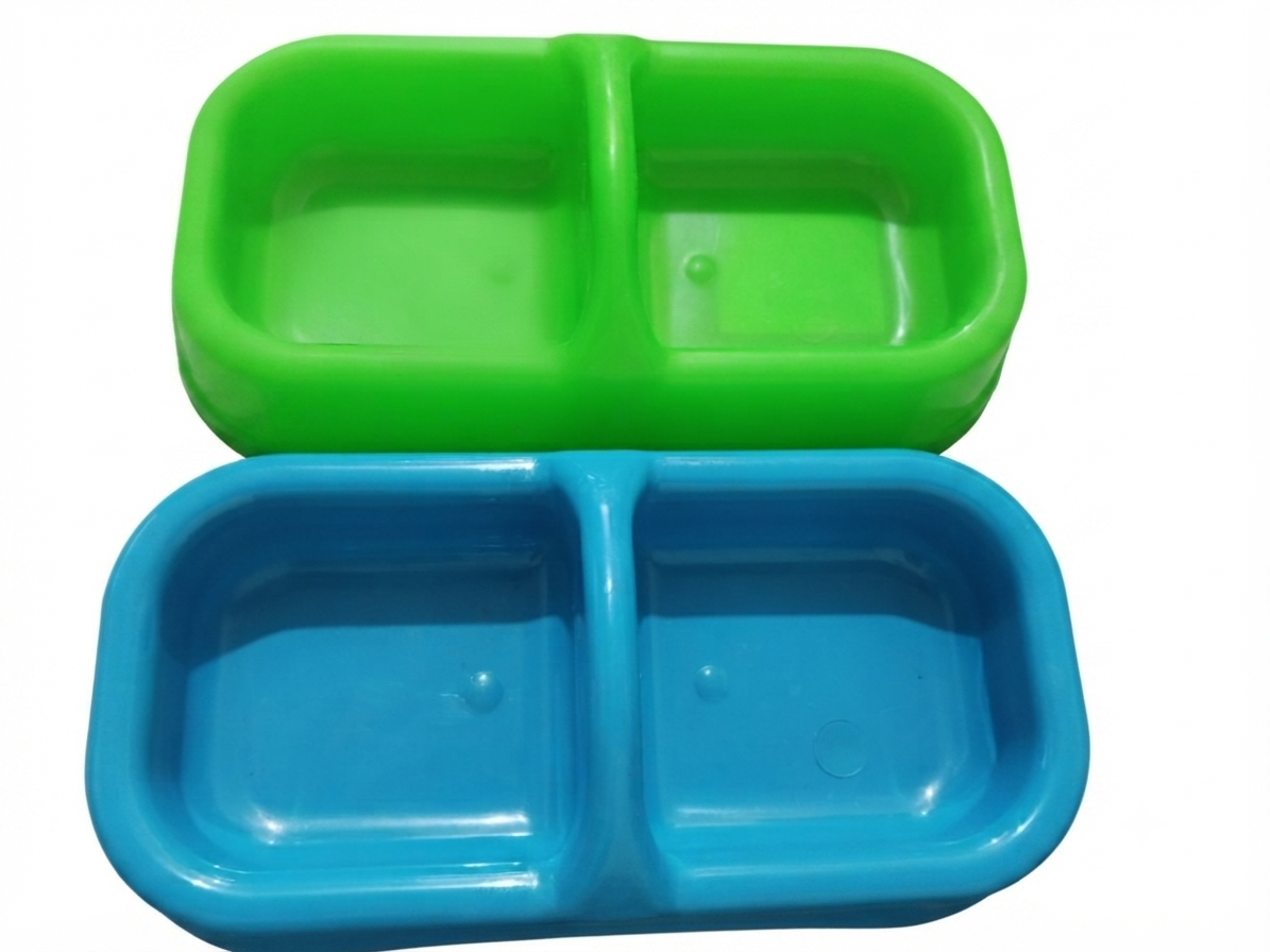 COMEDERO DOBLE MINI CUADRADO 22x12x4 cm