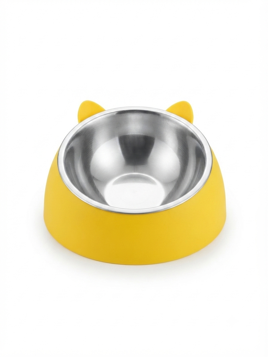 COMEDERO PARA MASCOTAS CON OREJAS Y TAZON METALICO 18,3 x 9 CM