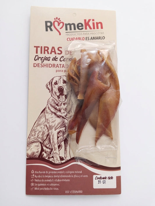 SNACK TIRAS DE CERDO DESHIDRATADOS PARA PERROS ROMEKIN