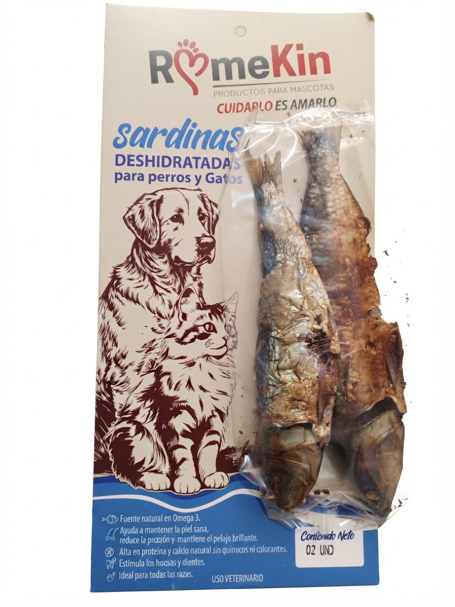 SNACK SARDINAS DESHIDRATADAS PARA PERROS Y GATOS ROMEKIN