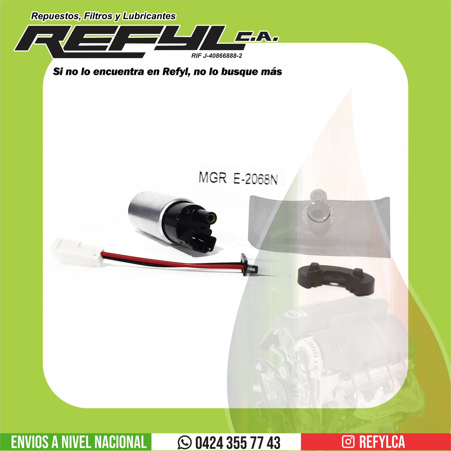 E2068N BOMBA GASOLINA INTERNA CHEVROLET CHEROKEE - CHEYENNE - FORTALEZA - TOYOTA - SILVERADO - BLAZER - EXPLORER AVEO - OPTRA - SPARK - CORSA - CIELO - RENAULT - FIAT - COROLLA - TERIOS