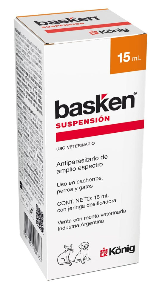 Basken 15 ml Desparasitante Canino y Felinos Suspensión Oral