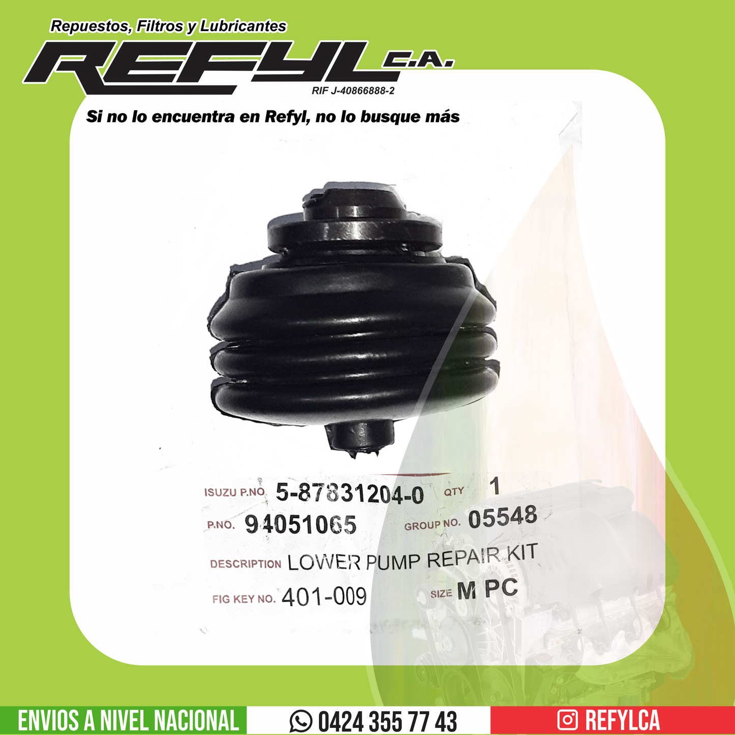 5-87831204-0 KIT REPARACION Y GUARDAPOLVO BOMBA DE CLUTCH INFERIOR NPR ENT900 RTC TRA0007