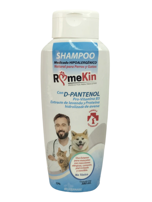 CHAMPU MEDICADO HIPOALERGÉNICO NATURAL PARA PERROS Y GATOS 380 ml