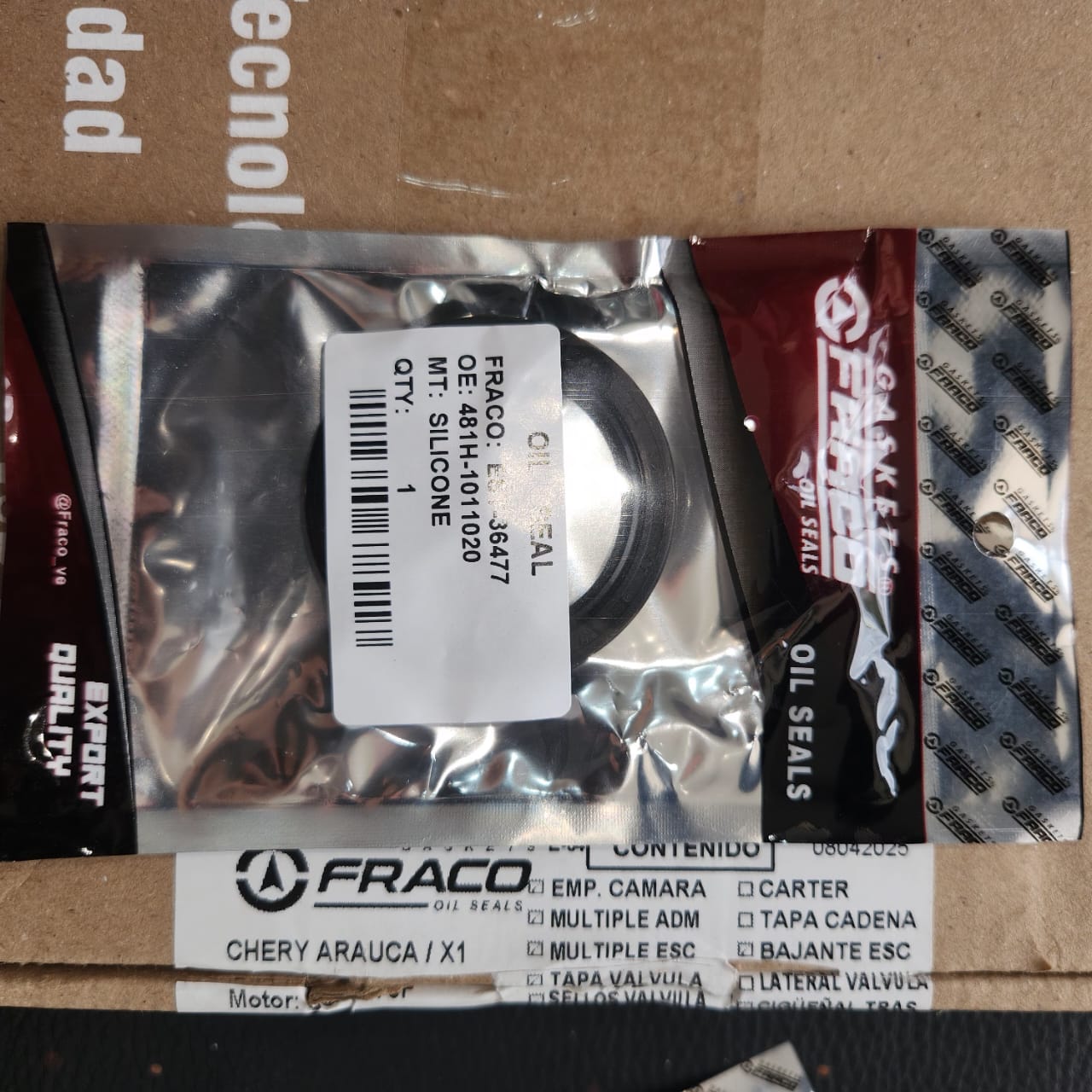 FS-7502-SB FULL SET SELLOS MOTOR FRACO CHERY ARAUCA X1 1.3L 4CIL 12-UP