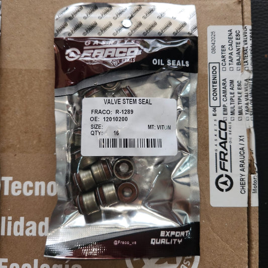 481H-1007020 SELLOS DE VALVULA FRACO CHERY ARAUCA, ORINOCO, X1, TIGGO, QQ 16 GOMAS VITON