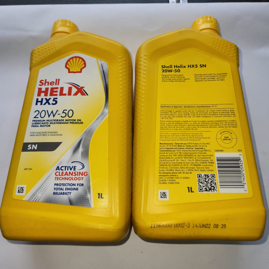 SHELL HX5 20W-50 LUBRICANTE MULTIGRADO MINERAL SN GASOLINA