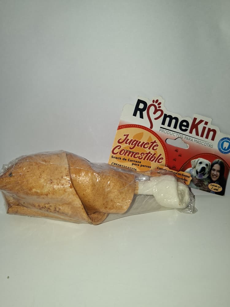 JUGUETE SNACK POLLO 2 MUSLOS COMESTIBLE  ROMEKIN PARA PERROS
