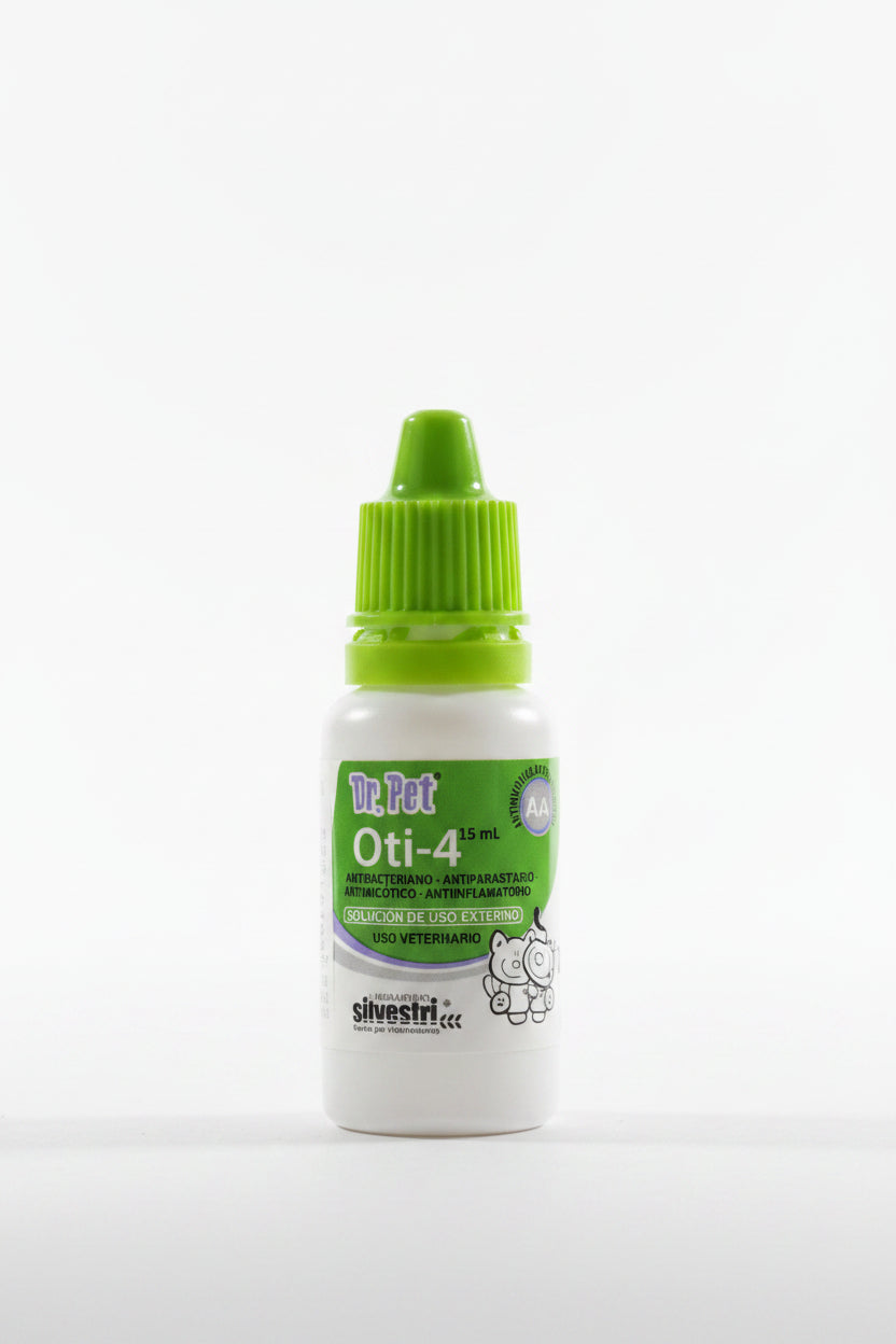 Oti-4 /15 ml, Antimicotico Antibacteriano, Dr Pets, Gotas Oticas $